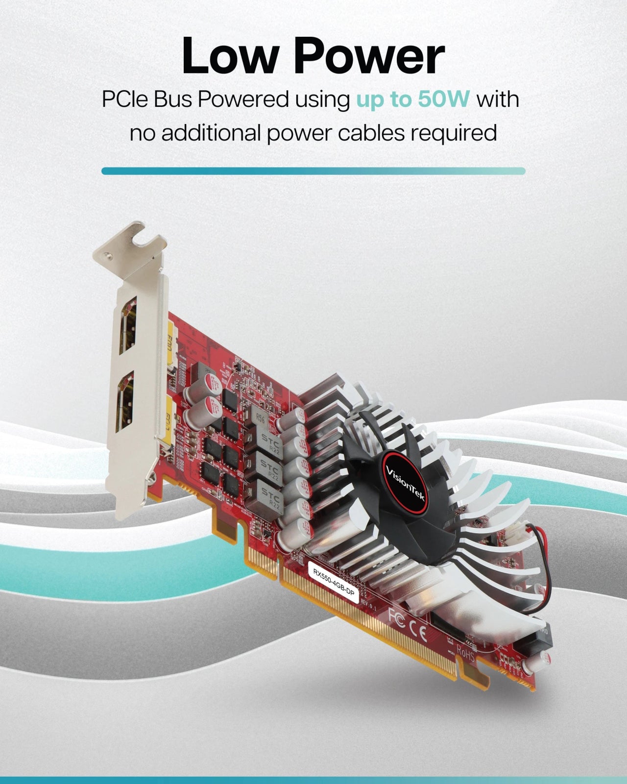 VisionTek.com - VisionTek Graphics Card - 4GB Radeon RX 550 SFF GDDR5 | 2x DisplayPort | Dual 4K Monitor Support | PCIe 3.0 x8 | Compact & Power - Efficient | Windows 11 Compatible