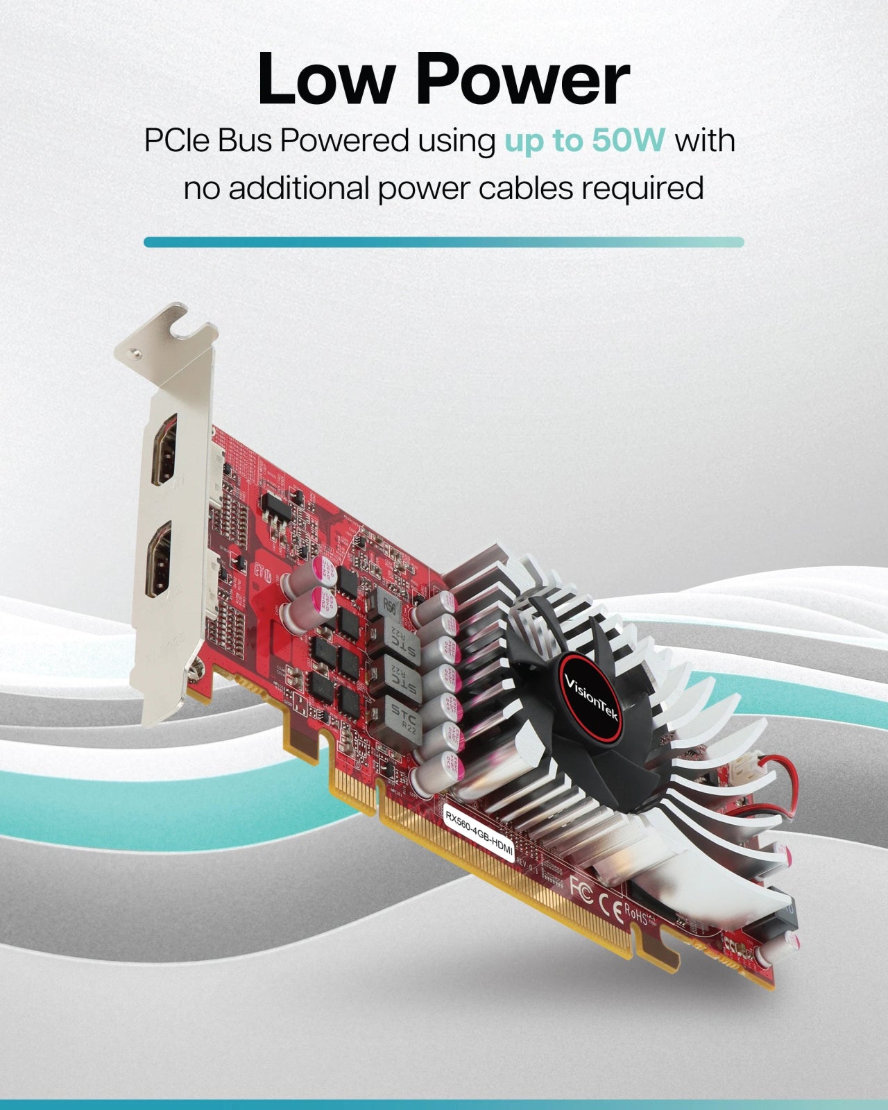 VisionTek.com - VisionTek Graphics Card - 4GB Radeon RX 560 GDDR5 | Dual HDMI | 4K Display Support | PCIe 3.0 x8 | Compact & Bus Powered | Business & Digital Signage Ready