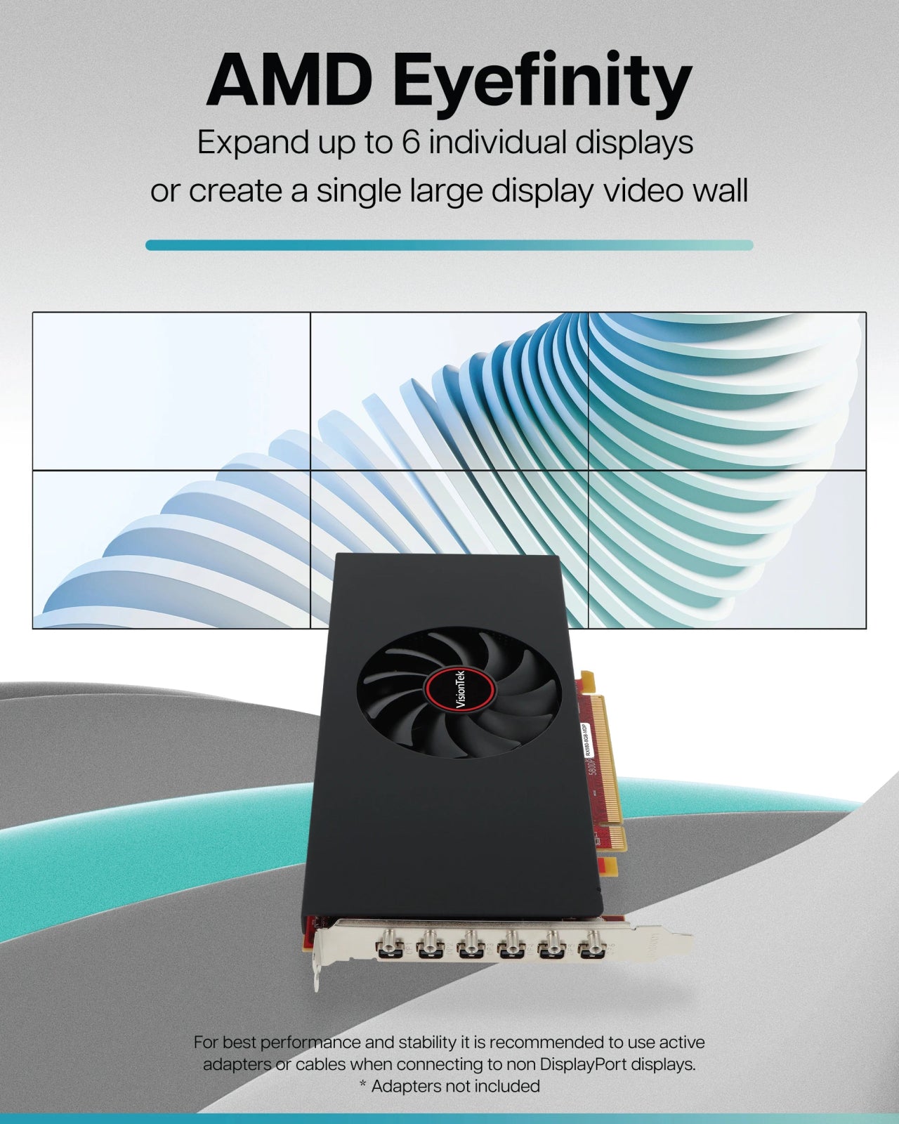 VisionTek.com - VisionTek Graphics Card - 8GB Radeon RX 580 GDDR5 | 6x Mini DisplayPort | 4K @ 60Hz | PCIe 3.0 x16 | Six Monitor Support | Compact & Efficient for Business