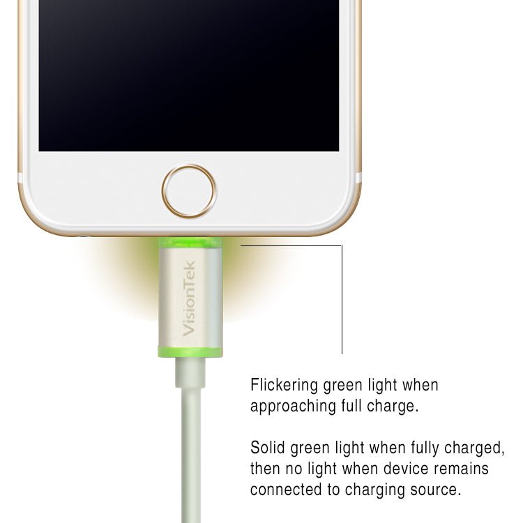 VisionTek.com - VisionTek Lightning to USB Smart LED Cable | 6 Inch (15cm) | MFi Certified | LED Charging Indicator | USB - A to Lightning | Compatible with iPhone & iOS Devices