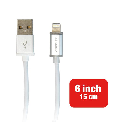 VisionTek.com - VisionTek Lightning to USB Smart LED Cable | 6 Inch (15cm) | MFi Certified | LED Charging Indicator | USB - A to Lightning | Compatible with iPhone & iOS Devices