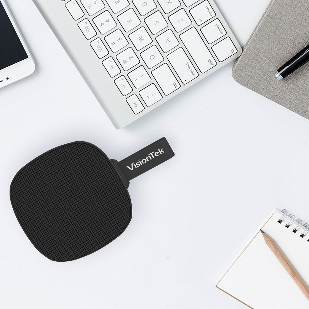 VisionTek.com - VisionTek SoundCube Wireless Bluetooth Speaker | IPX7 Waterproof | 6+ Hour Playtime | TWS Stereo | FM Radio | Built - in Mic | Bluetooth 5.0 | Black