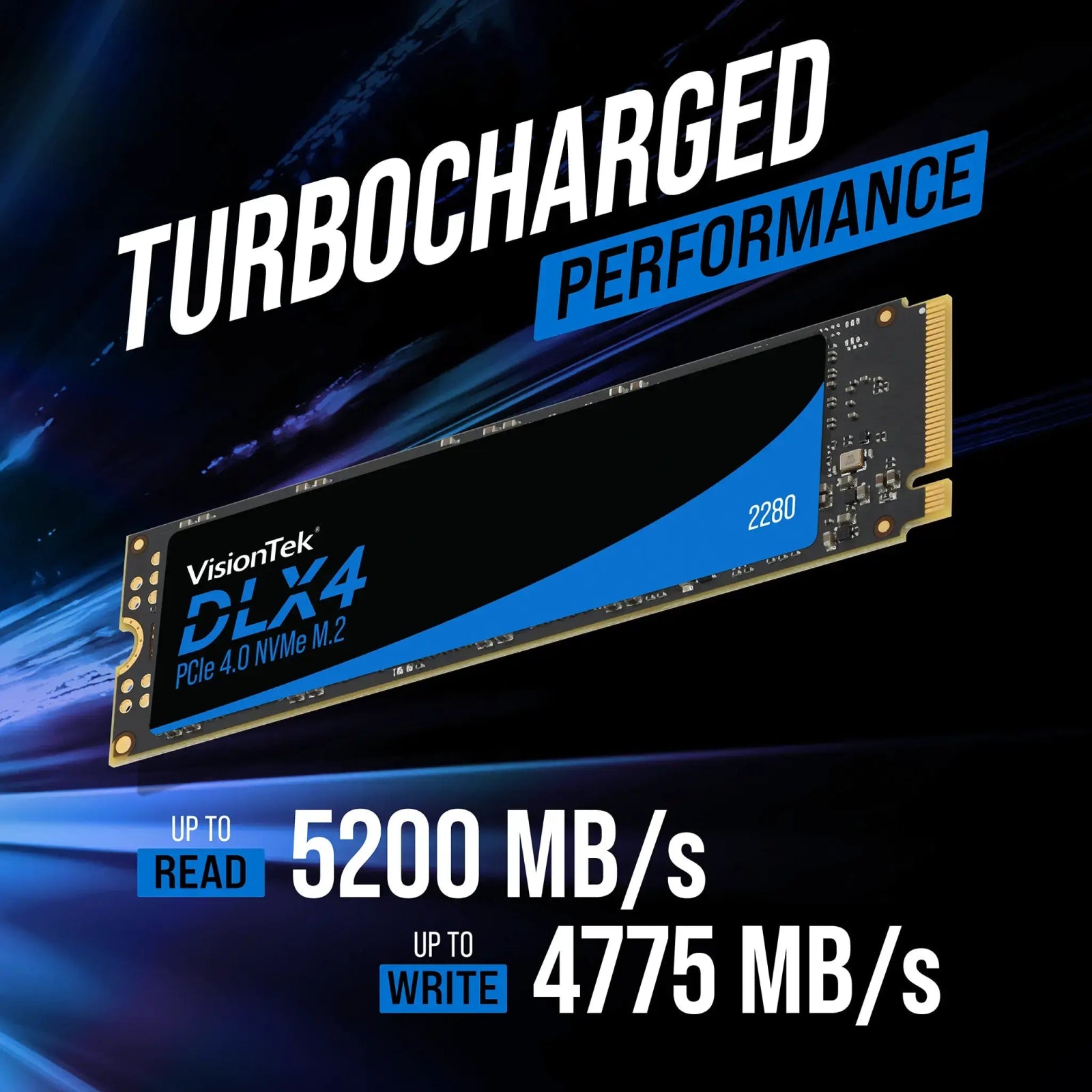 VisionTek.com - VisionTek SSD - 2TB DLX4 2280 M.2 | PCIe Gen4 x4 NVMe | Up to 5200MB/s Read & 4775MB/s Write | High - Performance SSD for Gaming & Pro Workloads