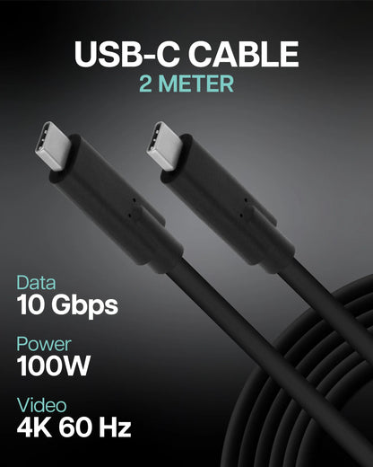 VisionTek.com - VisionTek USB - C to USB - C Cable | 6.6ft (2m) | 100W Power Delivery | 10Gbps Data Transfer | 4K Video | DisplayPort Alt Mode | Compatible with USB - C Devices