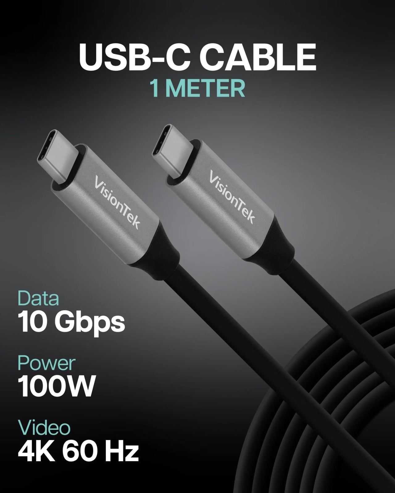 VisionTek.com - VisionTek USB - C to USB - C Cable | 6.6ft (2m) - 50 PACK | 100W Power Delivery | 10Gbps Data Transfer | 4K Video | DisplayPort Alt Mode | Compatible with USB - C Devices