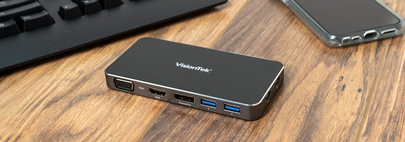 VisionTek.com - VisionTek VT200 USB - C Portable Docking Station - Refurbished | Dual Display | DP Alt Mode | 100W Power Delivery | USB - A, USB - C Ports | Windows, Mac, ChromeOS, iPadOS Compatible