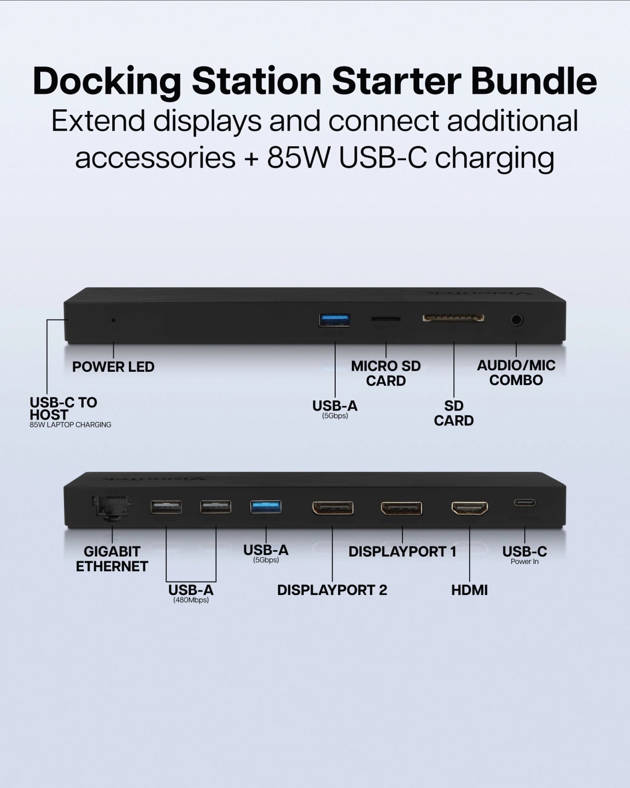 VisionTek.com - VisionTek VT2500 USB - C Docking Station | Triple Display | 11 - in - 1 Dock | DP Alt Mode | 85W Power Delivery | Power Adapter Included | Windows, Mac, ChromeOS Compatible