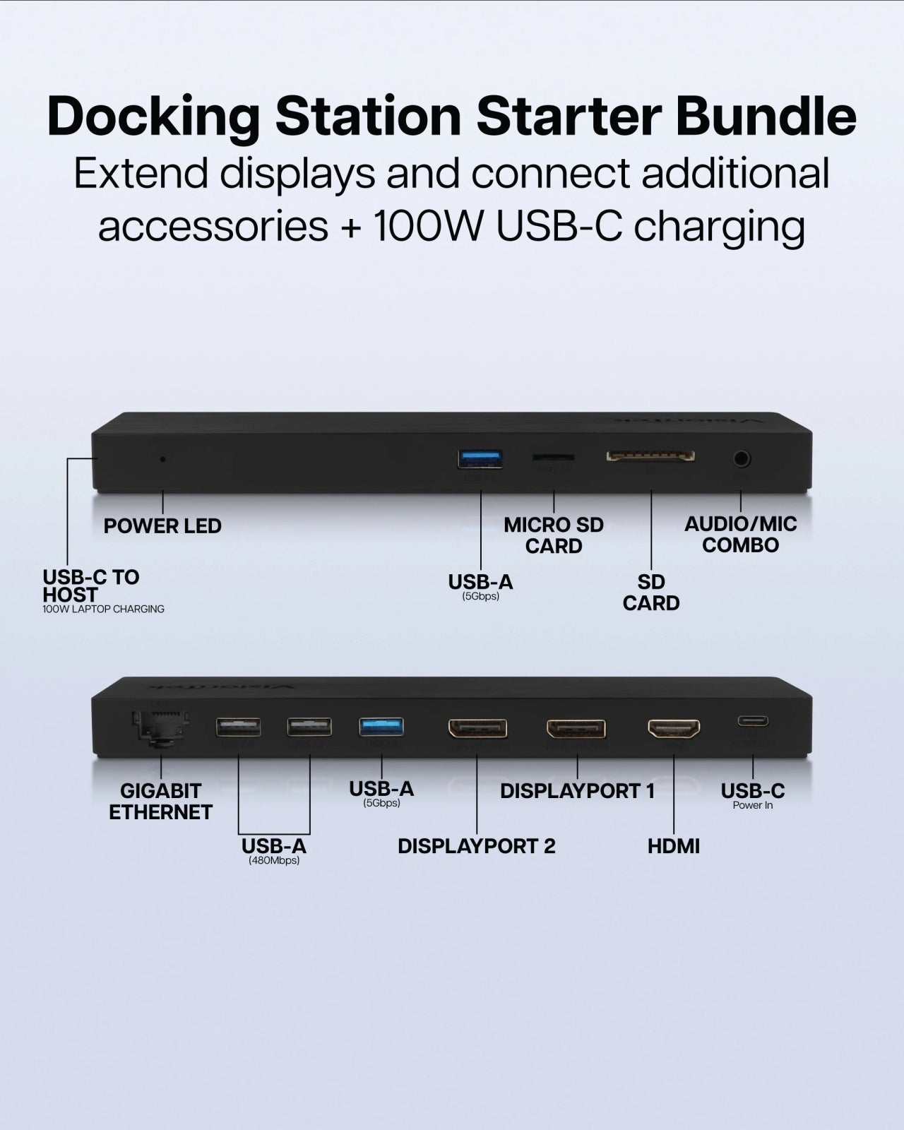VisionTek.com - VisionTek VT2510 USB - C Docking Station | Triple Display | 11 - in - 1 Dock | DP Alt Mode | 100W Power Delivery | Power Adapter Included | Windows, Mac, ChromeOS Compatible