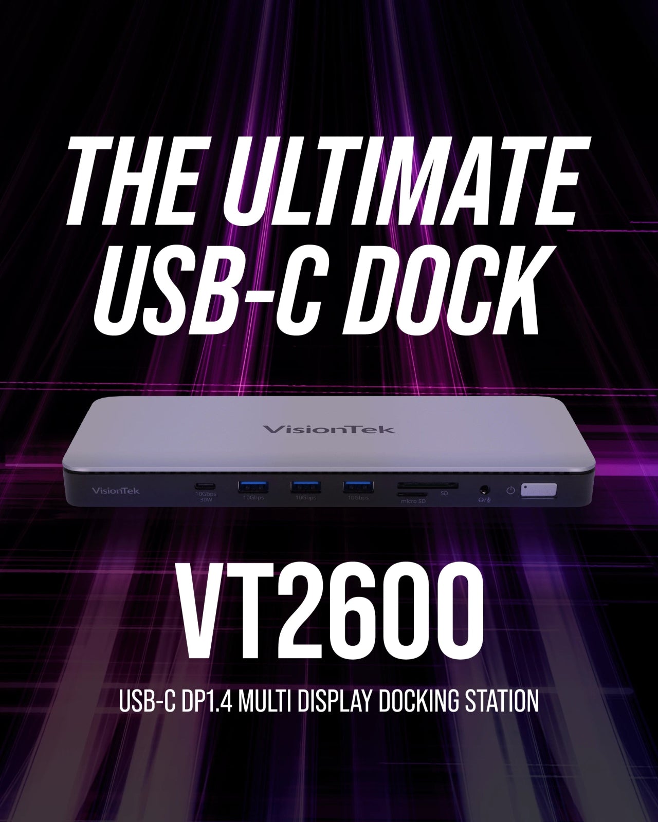 VisionTek.com - VisionTek VT2600 USB - C Docking Station | Triple Display | DP 1.4 | 11 - in - 1 Dock | 100W Power Delivery | 150W Power Adapter Included | Windows, Mac, ChromeOS Compatible