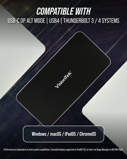 VisionTek.com - VisionTek VT350 USB - C Portable Docking Station | Dual Display | DP Alt Mode | 100W Power Delivery | USB - A, USB - C, Ethernet | Windows, Mac, ChromeOS Compatible