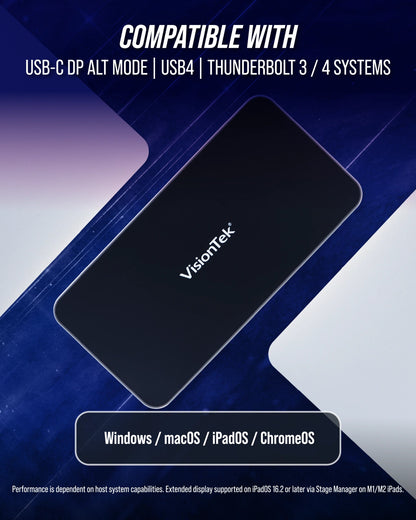 VisionTek.com - VisionTek VT400 USB - C Portable Docking Station | Dual Display | DP Alt Mode | 100W Power Delivery | USB - A, USB - C, Ethernet | Windows, Mac, ChromeOS Compatible