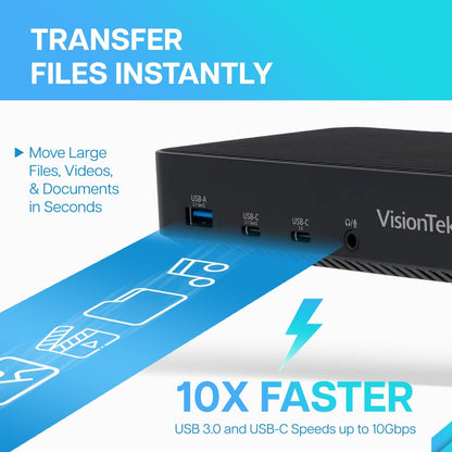 VisionTek.com - VisionTek VT7000 Triple Display 4K Docking Station - Refurbished | 100W Power Delivery | USB - C & USB - A | Universal Compatibility
