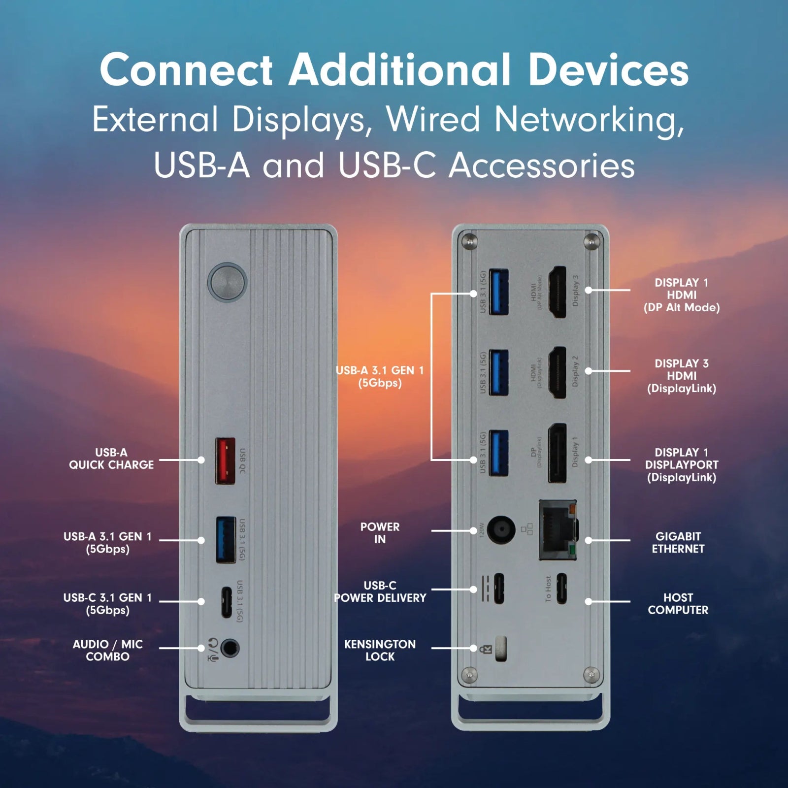 VisionTek.com - VisionTek VT7100 Triple 4K Docking Station | USB - C | DisplayLink + DP Alt Mode | 100W Power Delivery | 120W Power Adapter Included | Windows, Mac, ChromeOS Compatible