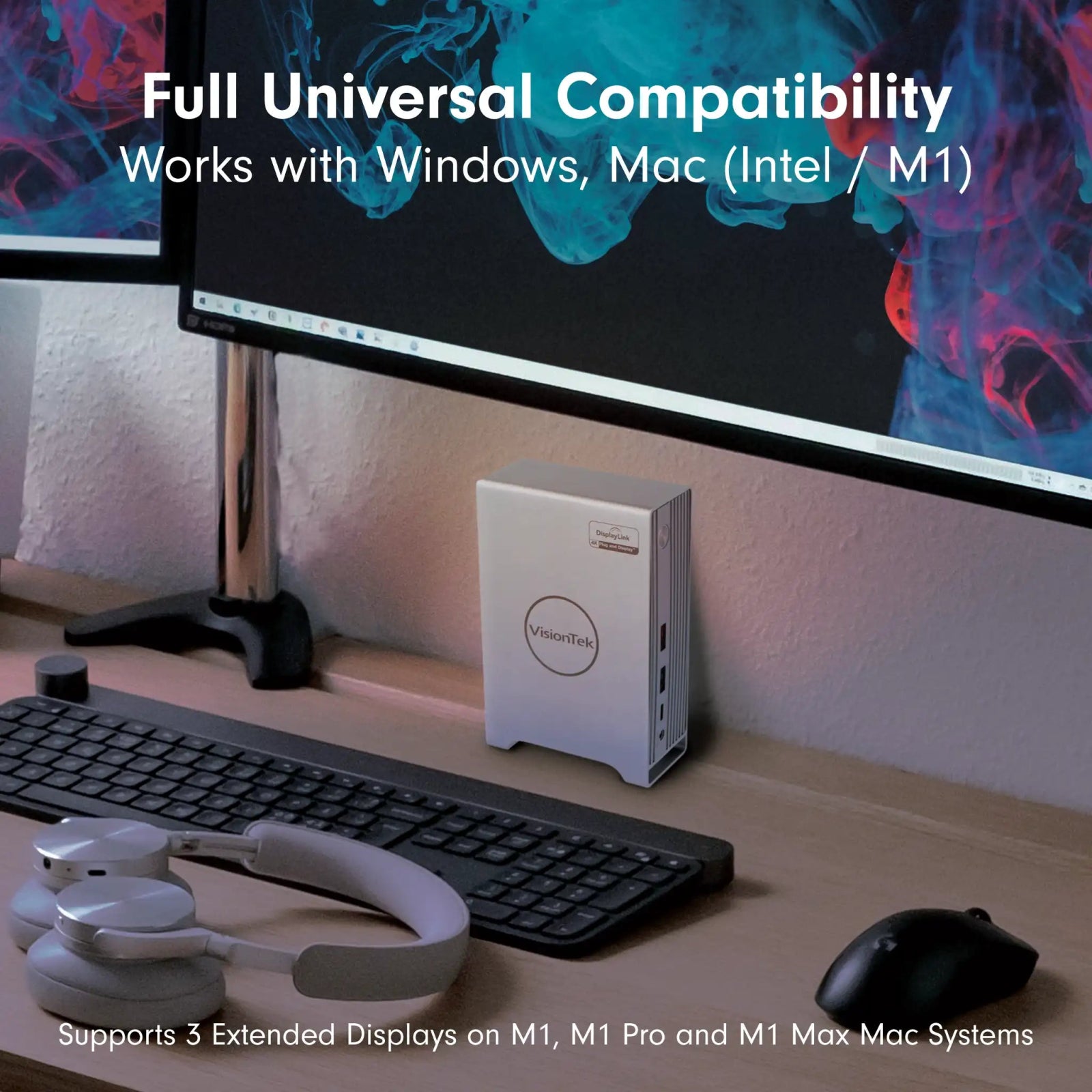 VisionTek.com - VisionTek VT7100 Triple 4K Docking Station | USB - C | DisplayLink + DP Alt Mode | 100W Power Delivery | 120W Power Adapter Included | Windows, Mac, ChromeOS Compatible