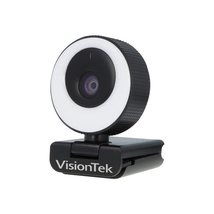 VisionTek.com - VTWC40 1080p Autofocus Webcam | Built - In Ring Light | 60FPS | Dual Mic | Privacy Cover | USB 2.0 | Plug - and - Play | PC, Mac, Chromebook Compatible