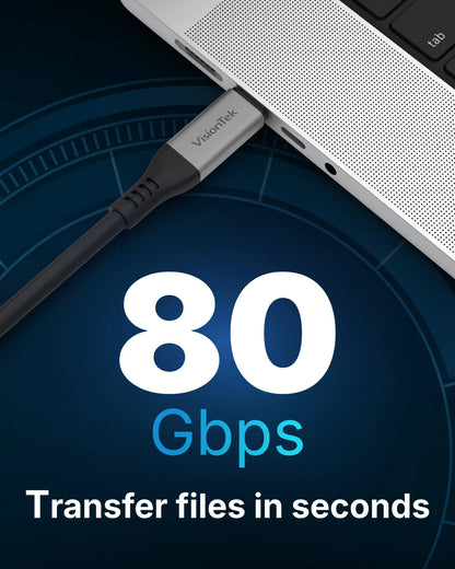VisionTek.com - VisionTek USB4 Cable | 4.9ft (1.5m) | 240W Power Delivery | 80Gbps Data Transfer | 16K Video | Compatible with USB4, USB - C, Thunderbolt 3/4/5 Devices