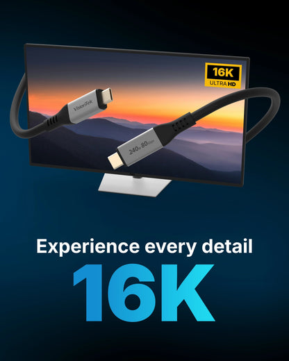 VisionTek.com - VisionTek USB4 Cable | 4.9ft (1.5m) | 240W Power Delivery | 80Gbps Data Transfer | 16K Video | Compatible with USB4, USB - C, Thunderbolt 3/4/5 Devices