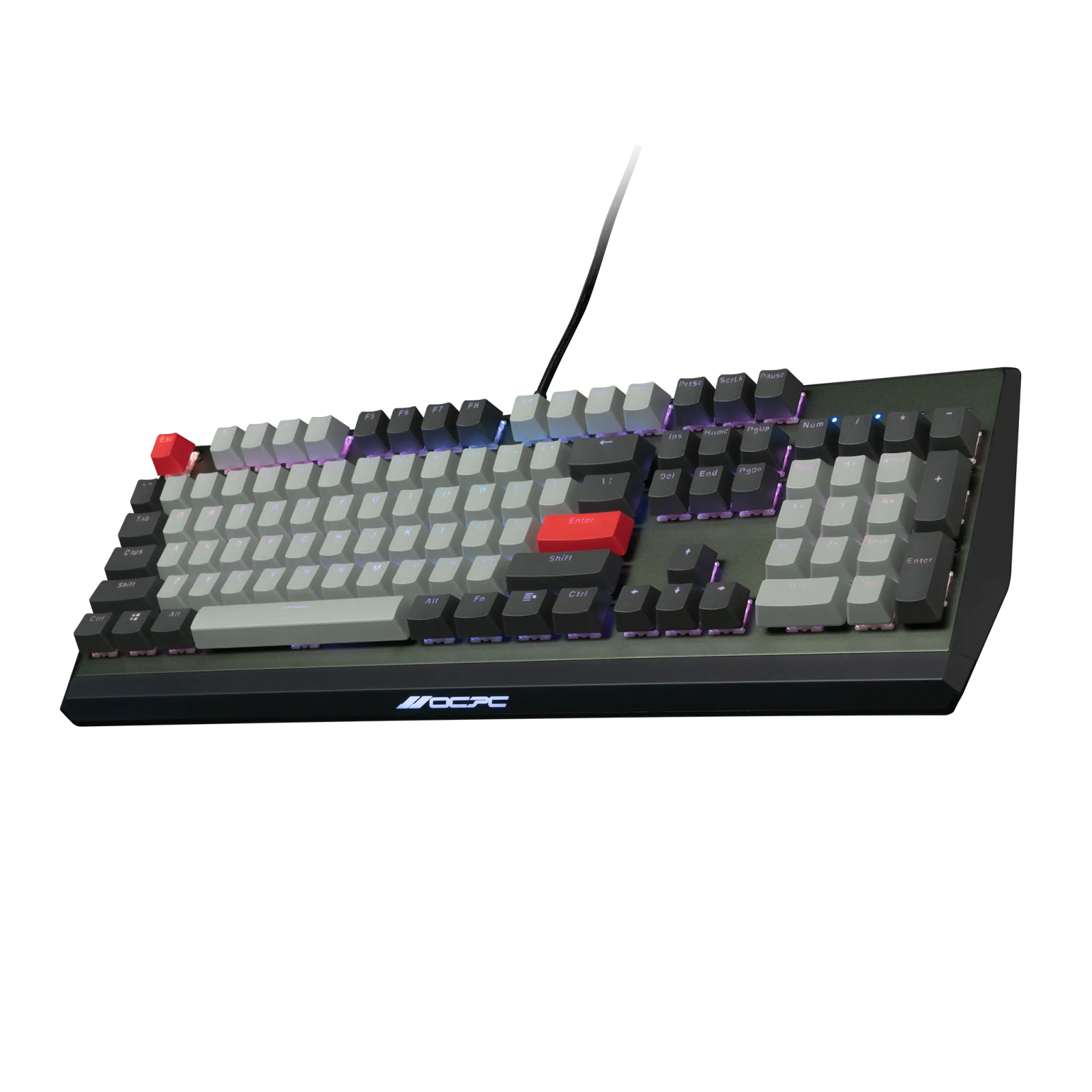 VisionTek.com - OCPC KR1 Gaming Mechanical Keyboard | Gateron Red Switches | Full Size 104 - Key | RGB Backlit | Aluminum Top | PC & Gaming Compatible