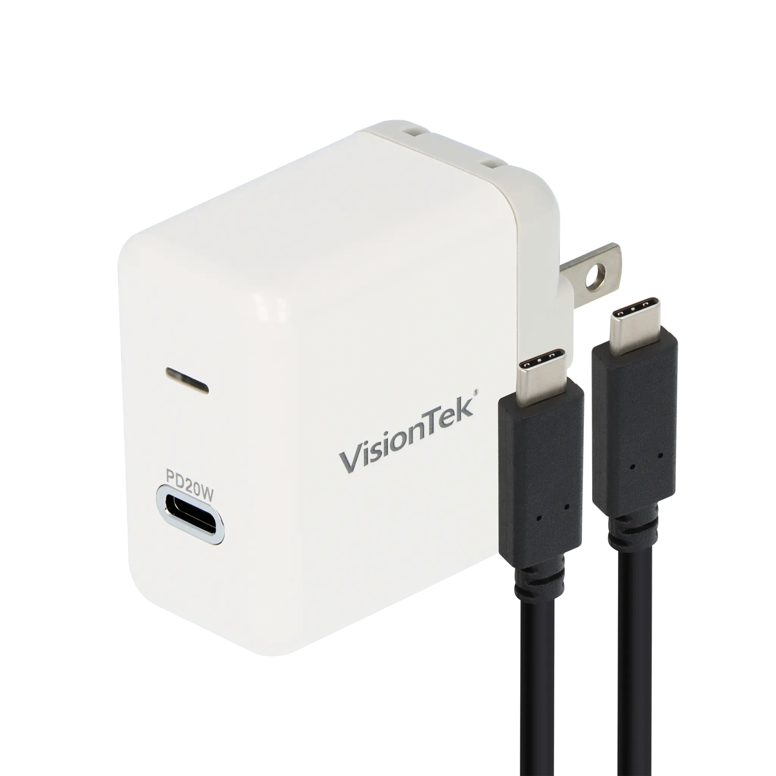 VisionTek.com - VisionTek 20W USB - C Wall Charger with USB - C Cable | 1 - Port | Fast Charge PD 3.0 | Single USB - C | 20W Power Delivery | Compatible with iPhone, Android, Tablets, Laptops, and USB - C Devices
