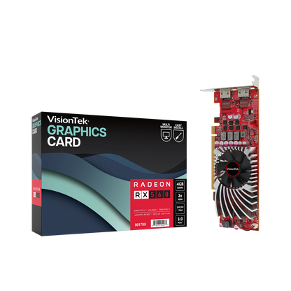 VisionTek.com - VisionTek Graphics Card - 4GB Radeon RX 560 GDDR5 | Dual HDMI | 4K Display Support | PCIe 3.0 x8 | Compact & Bus Powered | Business & Digital Signage Ready