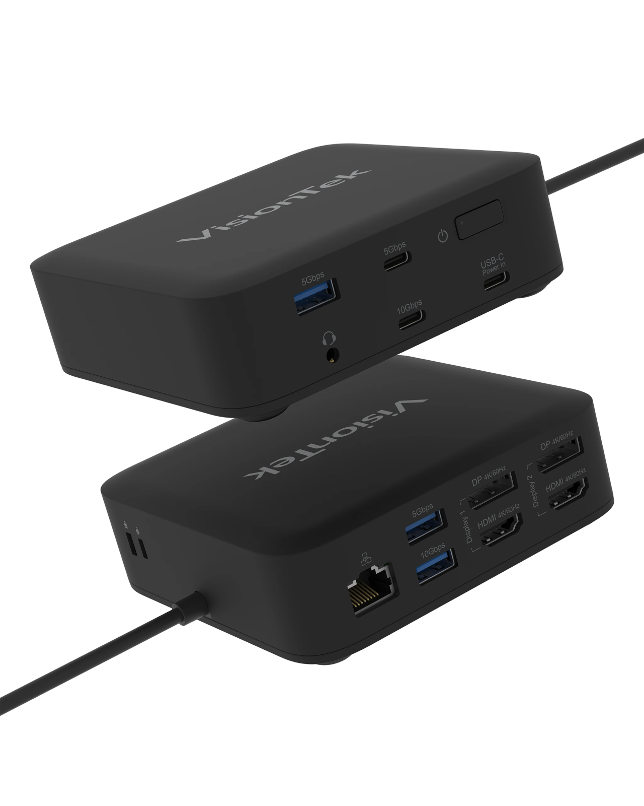 VisionTek.com - VisionTek VT1200DL Dual 4K Docking Station | USB - C or USB - A | 10 - in - 1 Dock | DisplayLink | 100W Power Passthrough | Windows, Mac, ChromeOS Compatible
