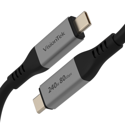 VisionTek.com - VisionTek USB4 Cable | 4.9ft (1.5m) | 240W Power Delivery | 80Gbps Data Transfer | 16K Video | Compatible with USB4, USB - C, Thunderbolt 3/4/5 Devices